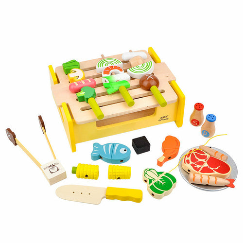 Wooden Play House Kitchen Bbq Set Toy Puzzle