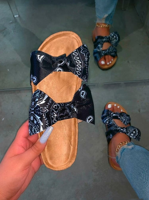 Bowknot Flat Rhinestone Women Sandals - Horizon Bliss