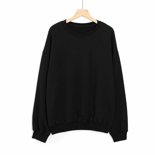 Letter Embroidery Women's Sweatshirt Black Long Sleeve Loose Large - Horizon Bliss