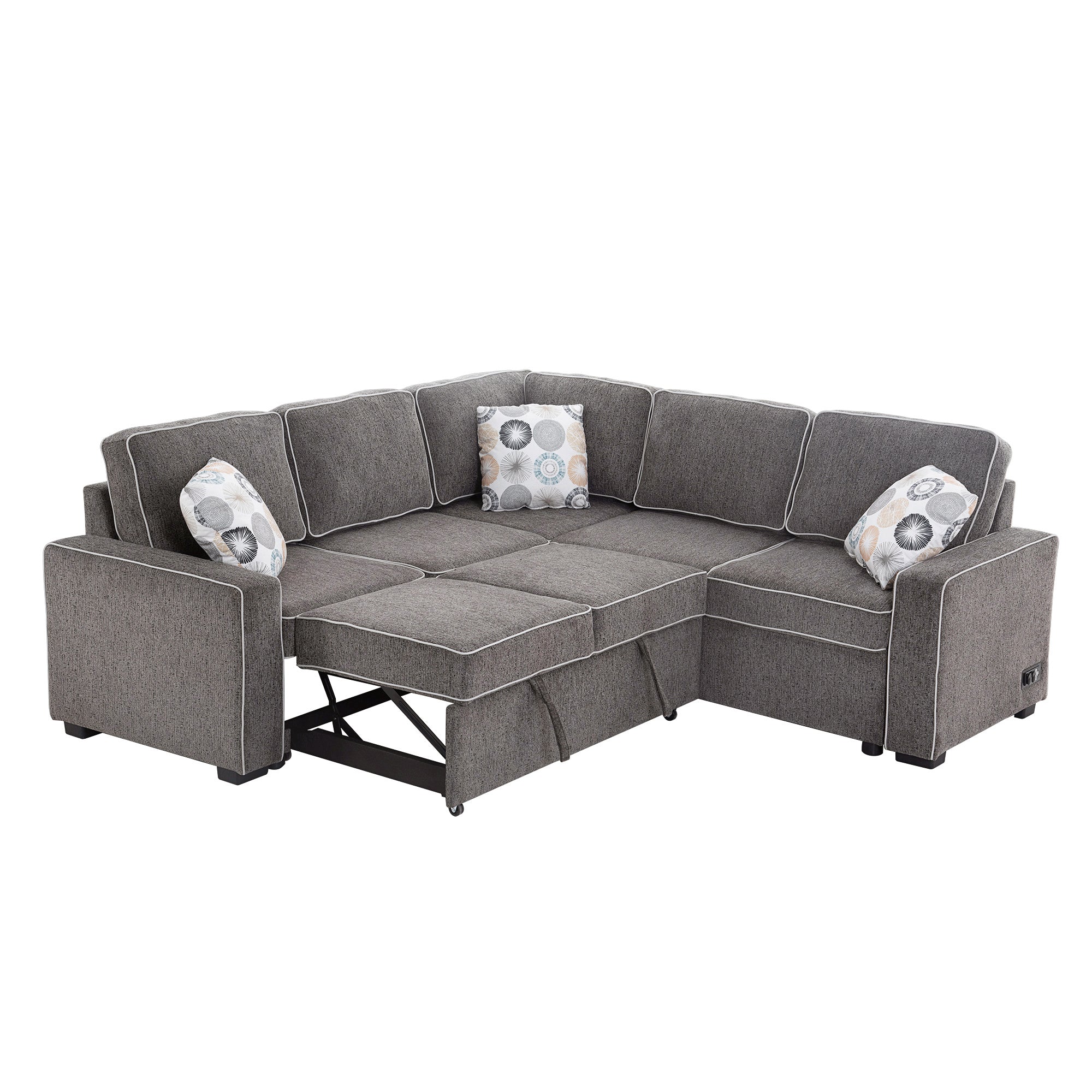 83" L-Shaped Pull Out Sofa Bed Modern Convertible Sleeper Sofa with 2 - Horizon Bliss