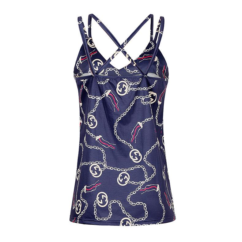 Women Chain Printed Sleeveless Tops - Horizon Bliss