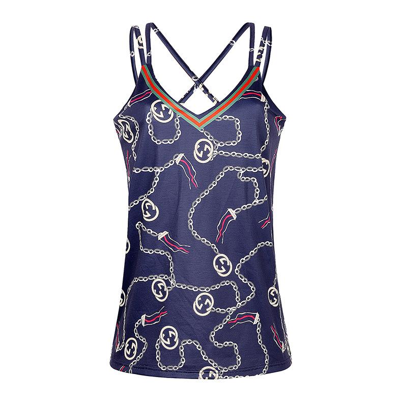 Women Chain Printed Sleeveless Tops - Horizon Bliss