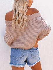 Off Shoulder Batwing Sleeve Knitwear - Horizon Bliss