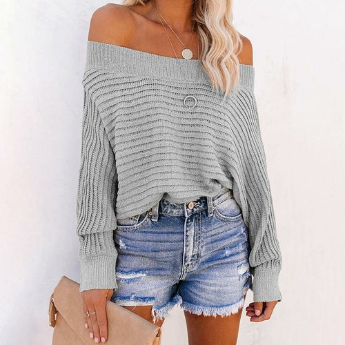 Off Shoulder Batwing Sleeve Knitwear - Horizon Bliss