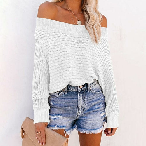 Off Shoulder Batwing Sleeve Knitwear - Horizon Bliss