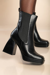 Elegant High Heel Ankle Boots, U4AX89688, Black - Horizon Bliss