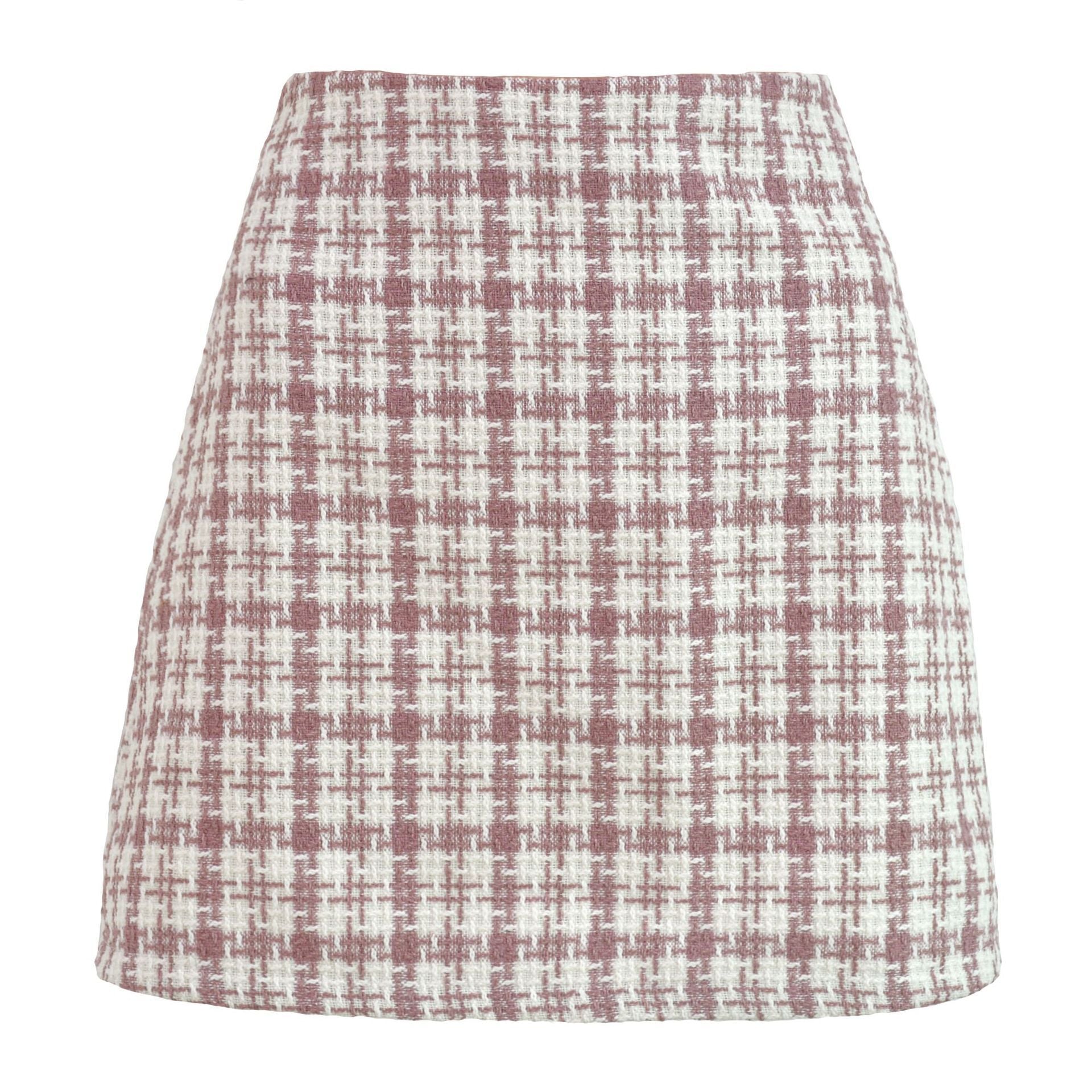 Plaid Women's Skirt A-line Slim High Waist Mini Skirt High Street - Horizon Bliss