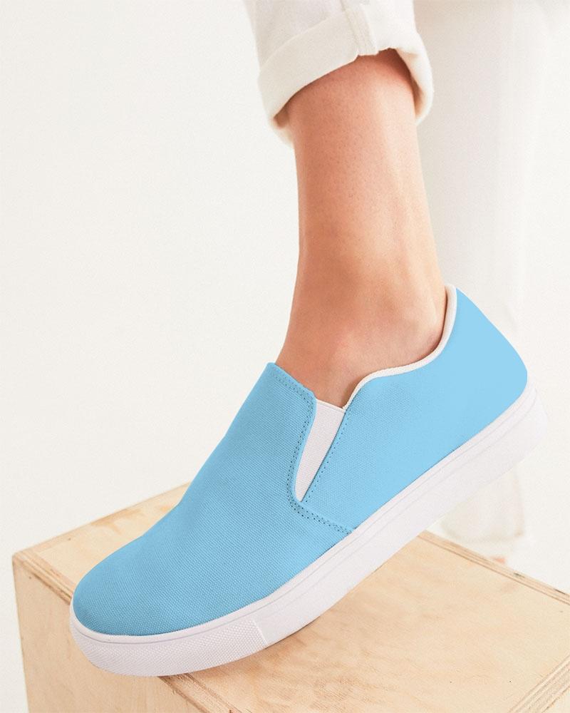 Womens Sneakers - Light Blue Low Top Slip-on Canvas Shoes - Horizon Bliss