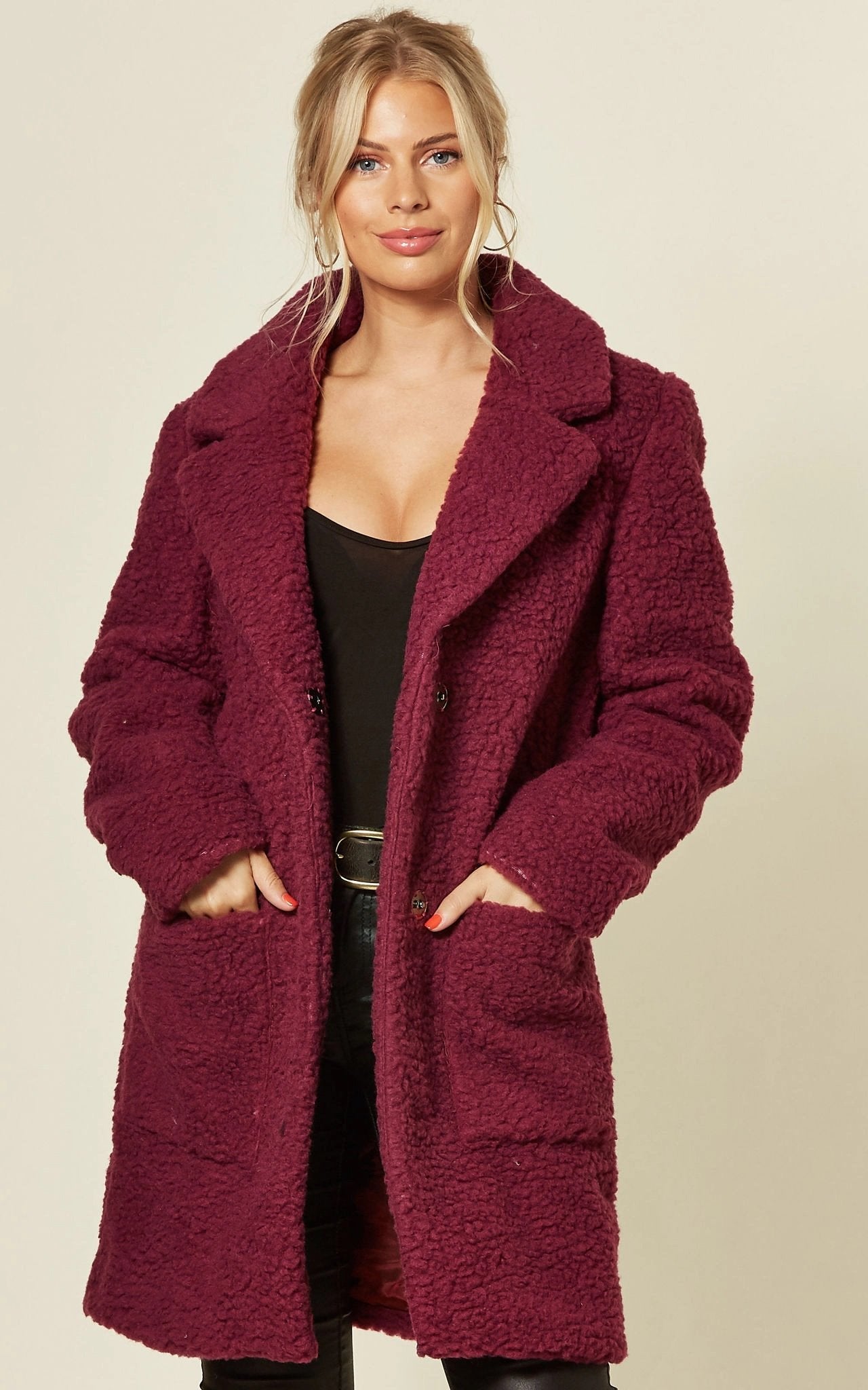 Stud Button Borg Teddy Coat (1905) - Horizon Bliss