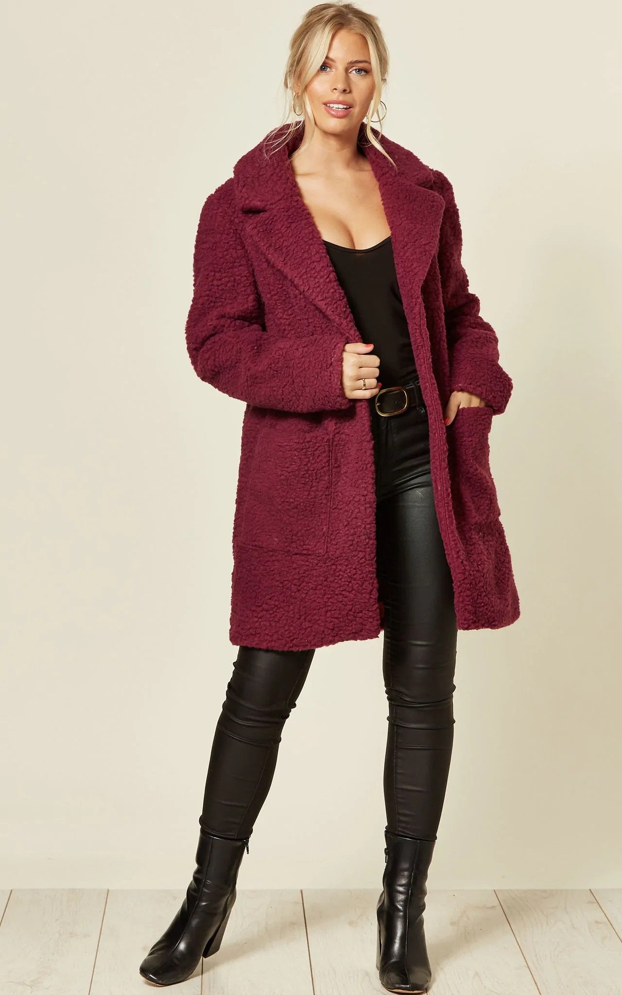 Stud Button Borg Teddy Coat (1905) - Horizon Bliss