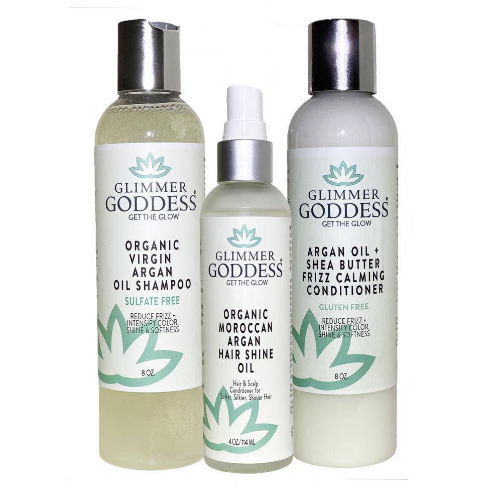 Organic Argan Oil Trio (Shampoo + Conditioner + Hair Shine Spray) - Horizon Bliss