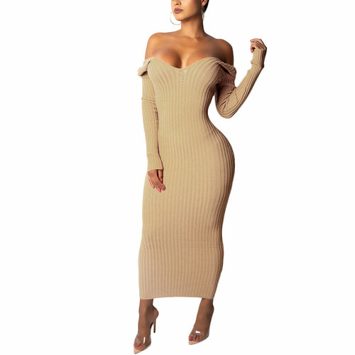 Seater Knit Dress for Women with V-neck - Horizon Bliss