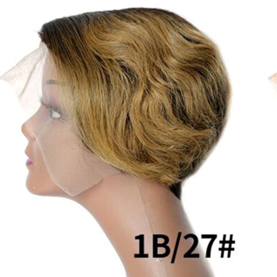 Ombre Short Bob Pixie Cut 13x4x1 T Lace Front Straight Human Hair Wigs - Horizon Bliss