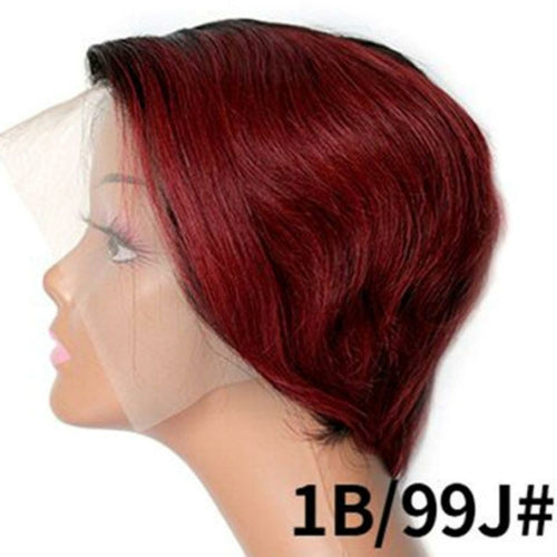 Ombre Short Bob Pixie Cut 13x4x1 T Lace Front Straight Human Hair Wigs - Horizon Bliss