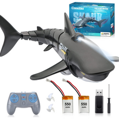 2.4G Remote Control Shark Toy 1:18 Scale High Simulation Shark Shark for Swimming Pool Bathroom Great Gift RC Boat Toys for 6+ Year Old Boys and Girls (with 2 Batteries) - Horizon Bliss