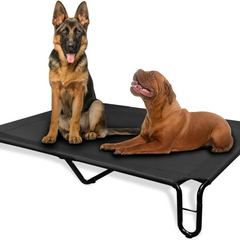 Outdoor Elevated Dog Bed,Cooling Raised Dog Cot Bed for Large Dogs,Pet Bed Waterproof with Stable Frame,Breathable Recyclable Mesh,Up to 85 lbs,Black - Horizon Bliss