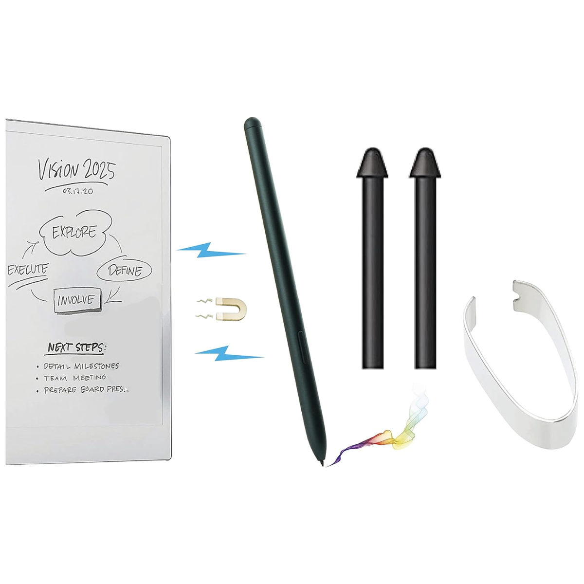 EMR Stylus Pen + Magnetic Snap Hold + Extra Nibs for Marker Remarkable 1 & 2 Tablet Pen Gen 1 & 2, Boox Note Air Pro, iFlytec T1 T2 X1 X2, 4096 Pressure Point Sensitive Technology - Horizon Bliss