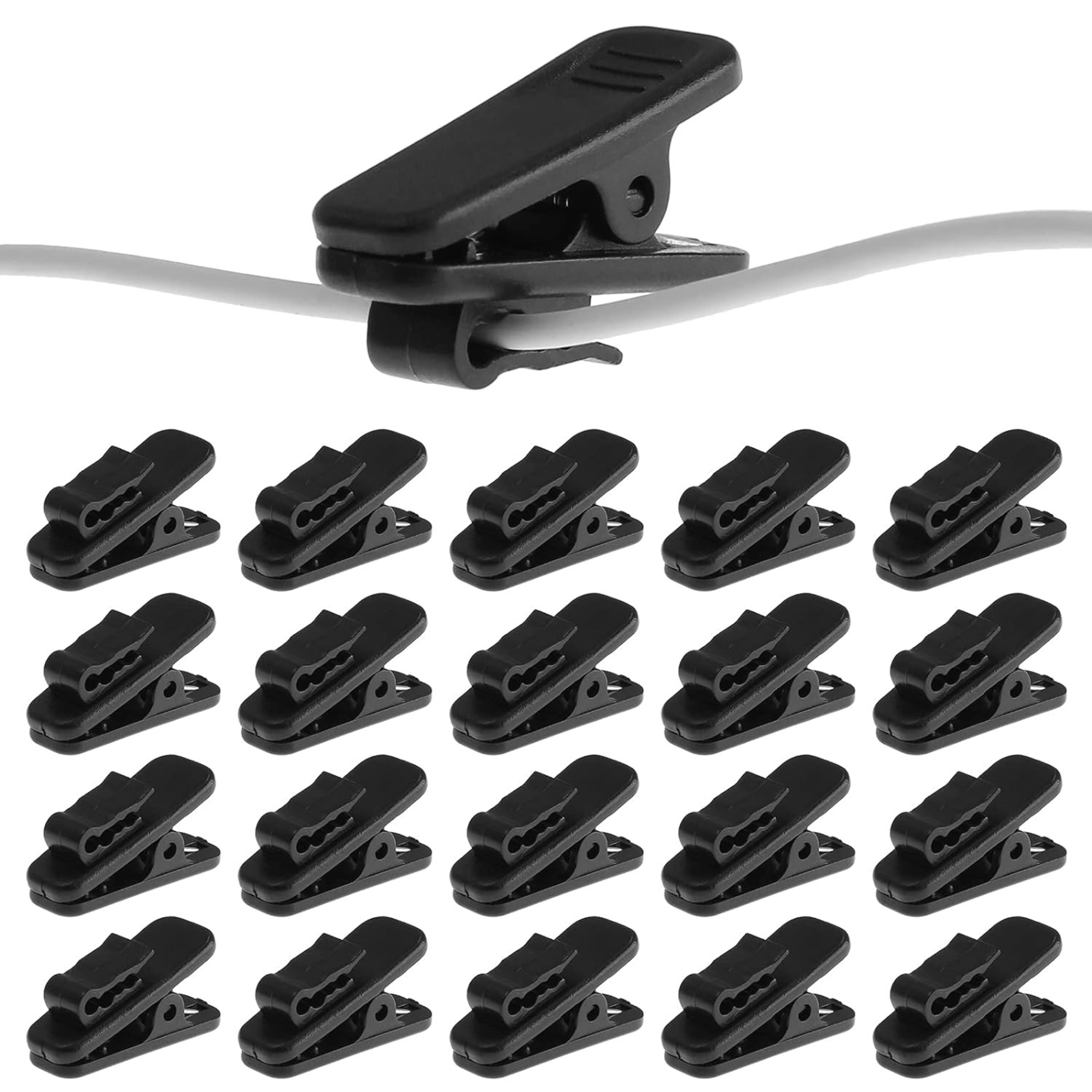 24 Pack Clips for Earphone Wire, Headphone Mount Cable Clothing Clip Use for Fixing Earphone/Microphone Cord (Black) - Horizon Bliss