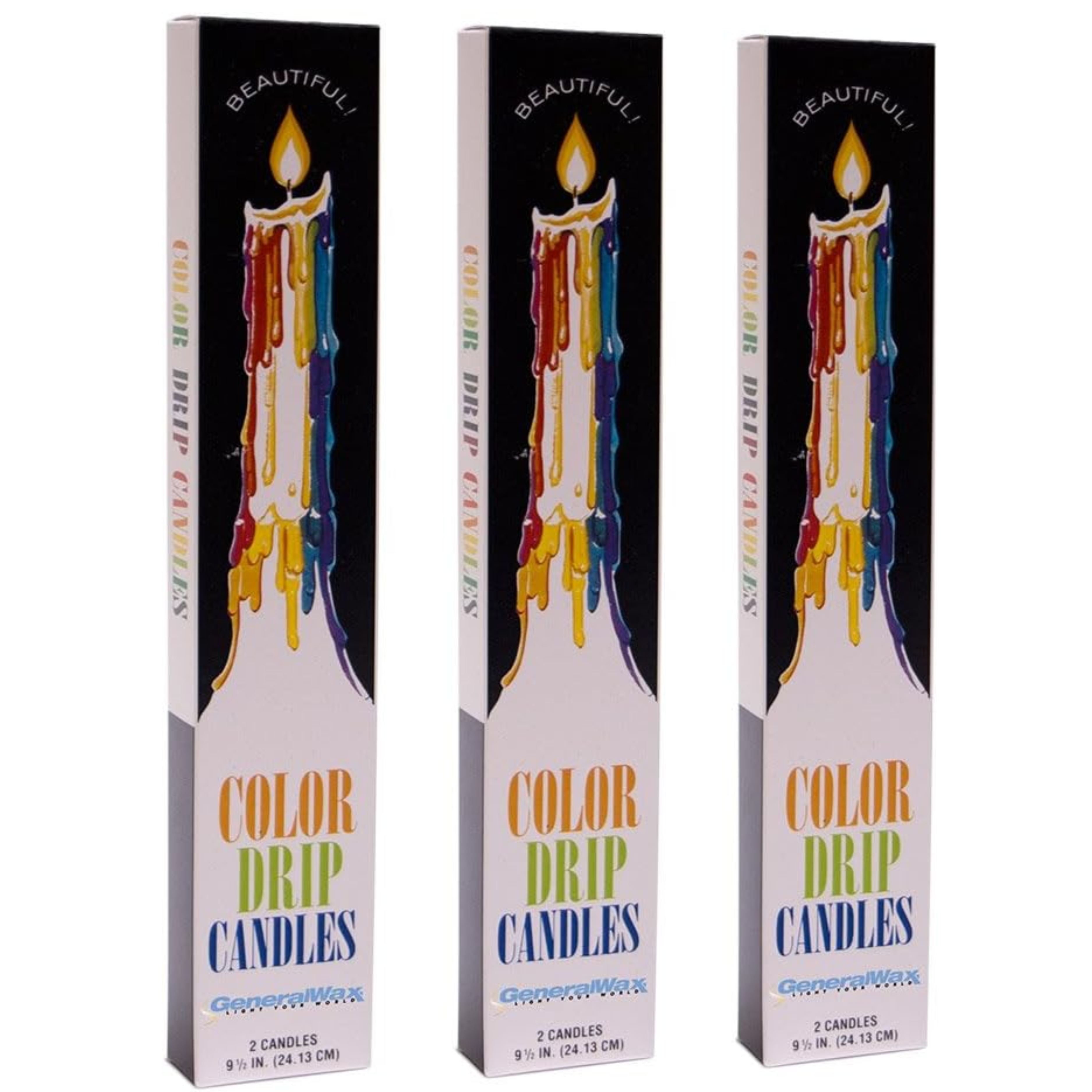 Color Drip Candles, 3-Pack (6 candles total), Unscented - Horizon Bliss