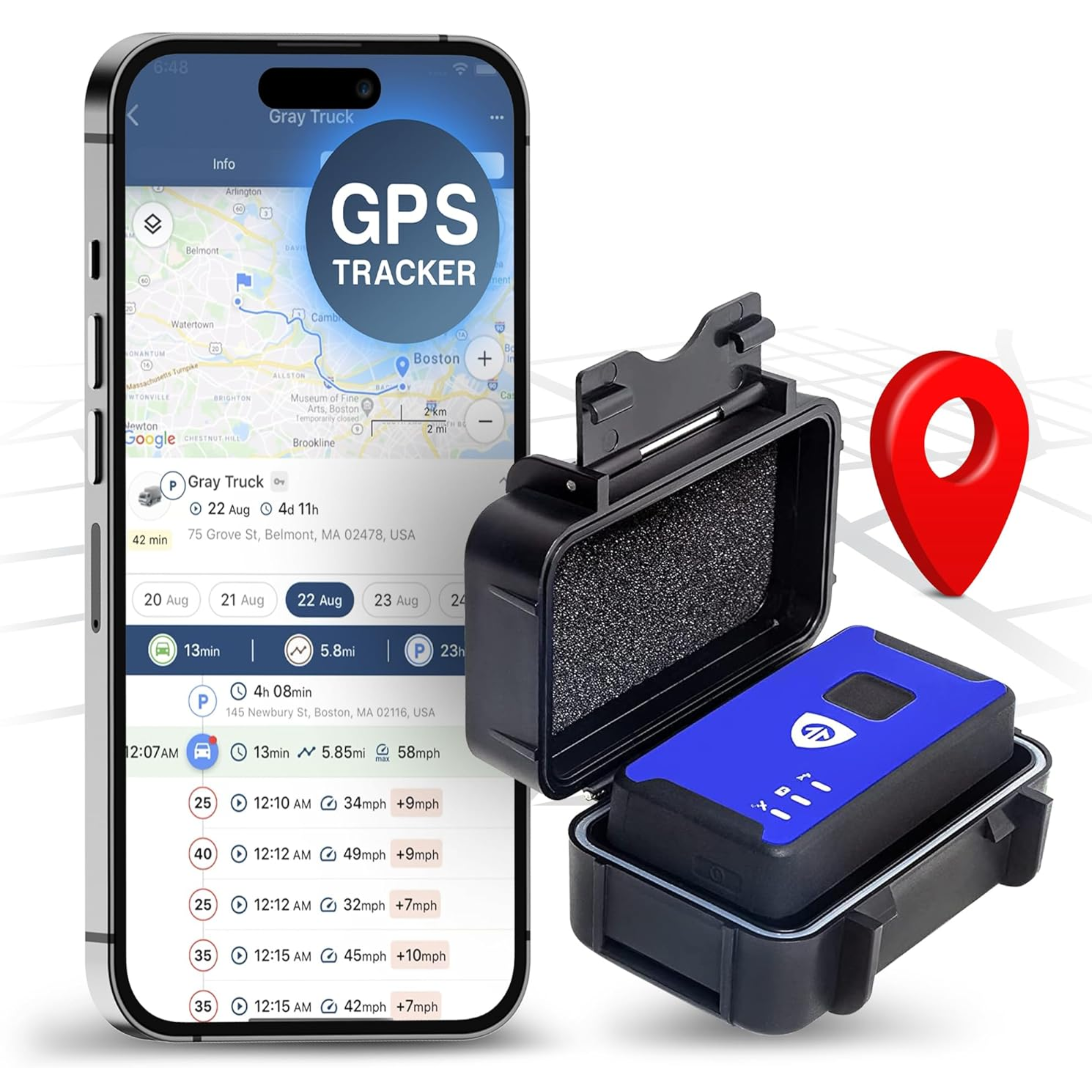 Car Trackers for Your Vehicle - Spark Nano 7 GPS Tracker with Magnetic Waterproof Case - Hidden Real-Time 4G LTE Vehicle Finder - GPS Tracking Device for Cars & More - Subscription Required - Horizon Bliss