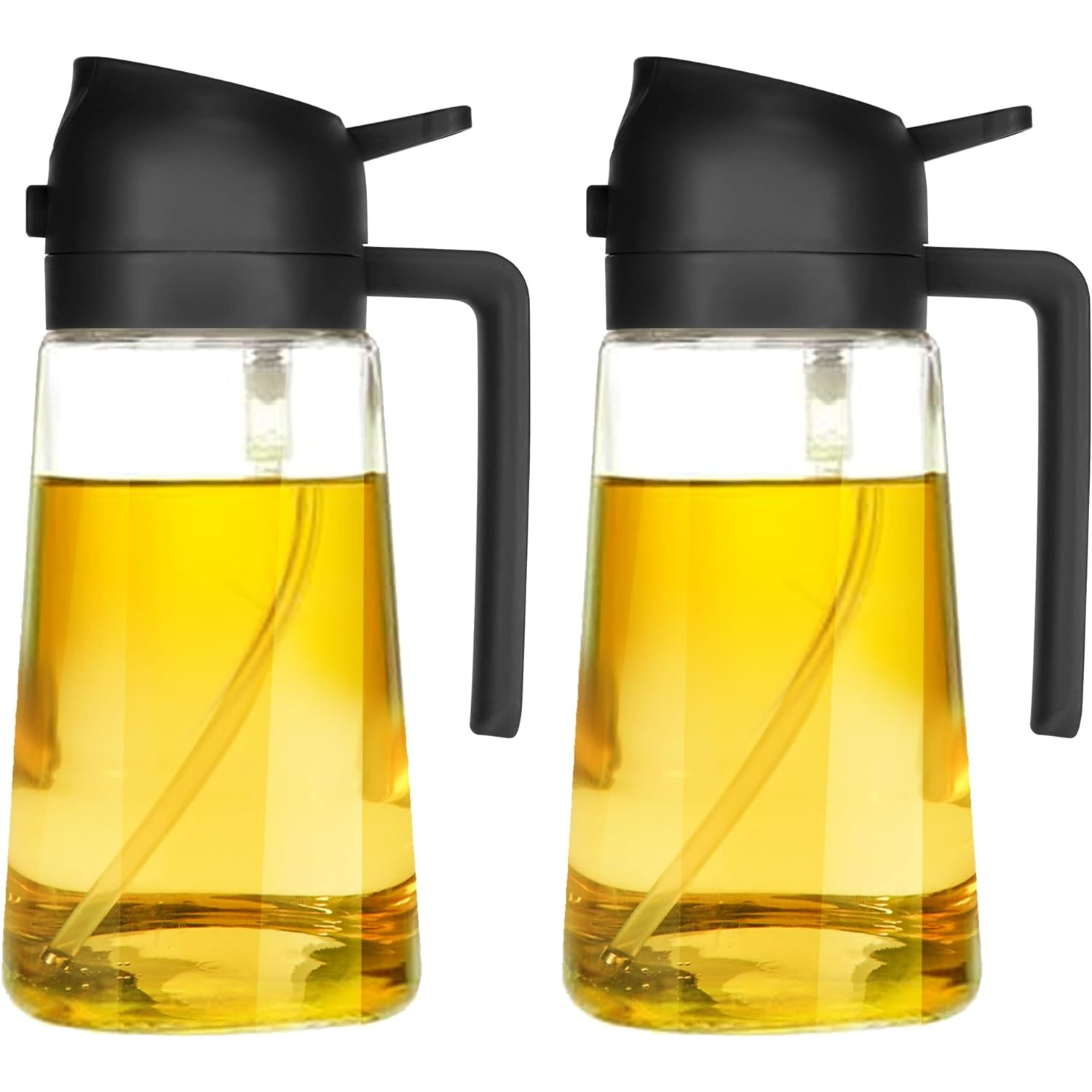 16oz Oil Dispenser Bottle for Kitchen - 2 in 1 Olive Oil Dispenser and Oil Sprayer - 470ml Olive Oil Bottle - Oil Sprayer for Cooking, Kitchen, Salad, Barbecue 2Pcs Black - Horizon Bliss