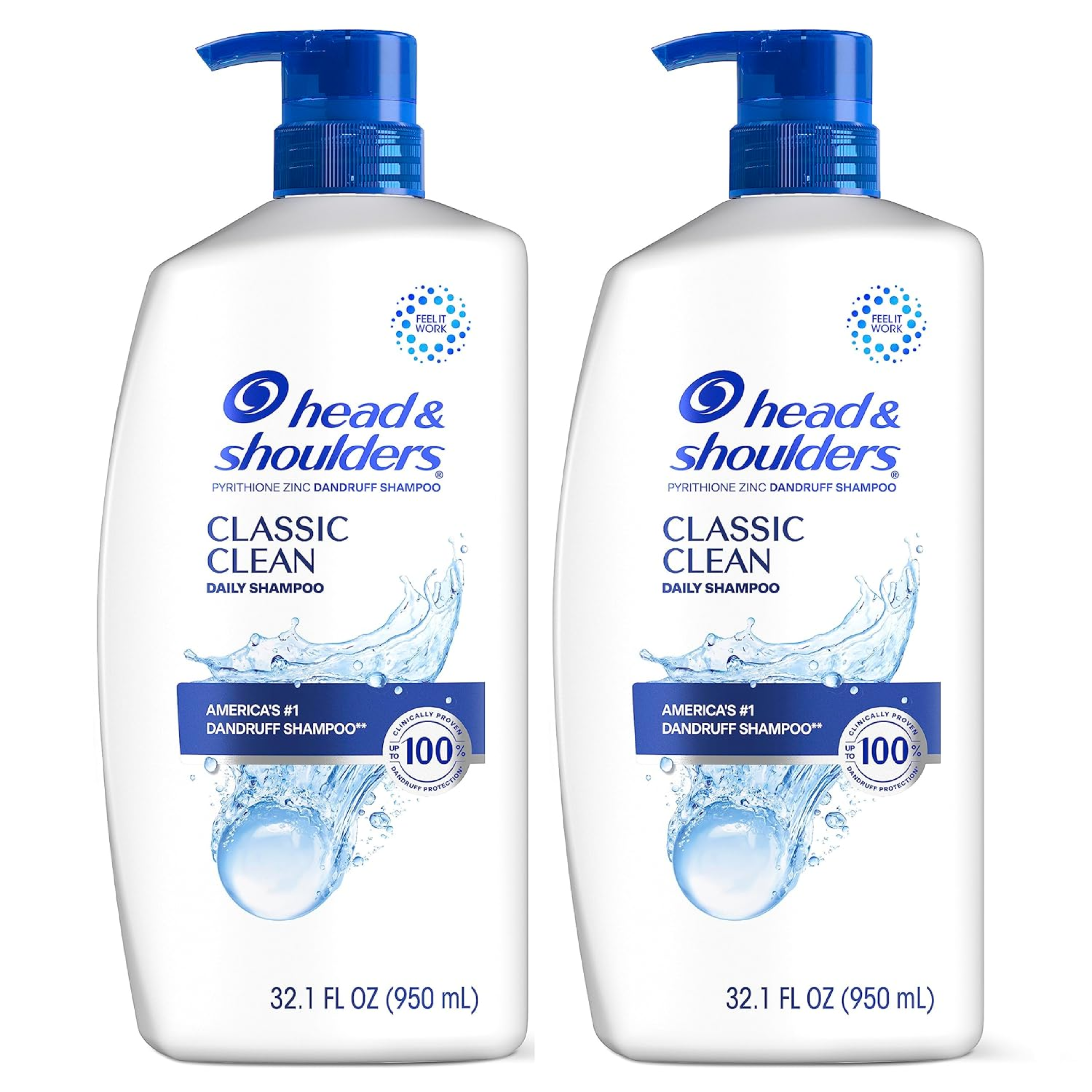 Head & Shoulders Dandruff Shampoo, Anti-Dandruff Treatment, Classic Clean for Daily Use, Paraben Free, 32.1 Fl Oz, Twin Pack - Horizon Bliss