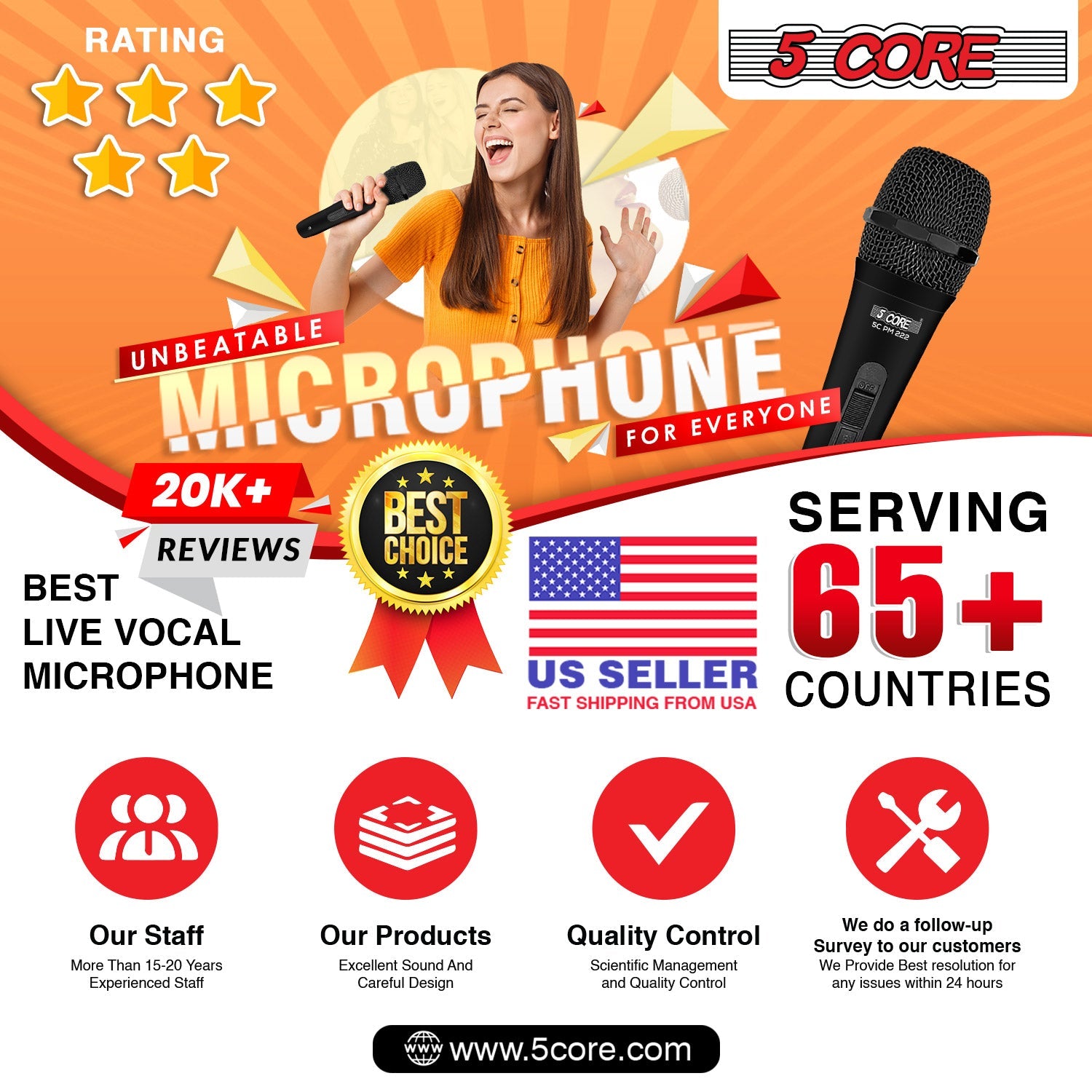 5 Core Microphone XLR Dynamic Karaoke Singing Handheld Microfono