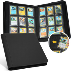 Toploader Binder, Holds 288 Toploaders, 9 Pocket Top Loader Binders with Sleeves for 3 x 4'' Toploaders, Double-Sided Pocket Top Loader Storage Binder, Trading Card Binder - Black - Horizon Bliss