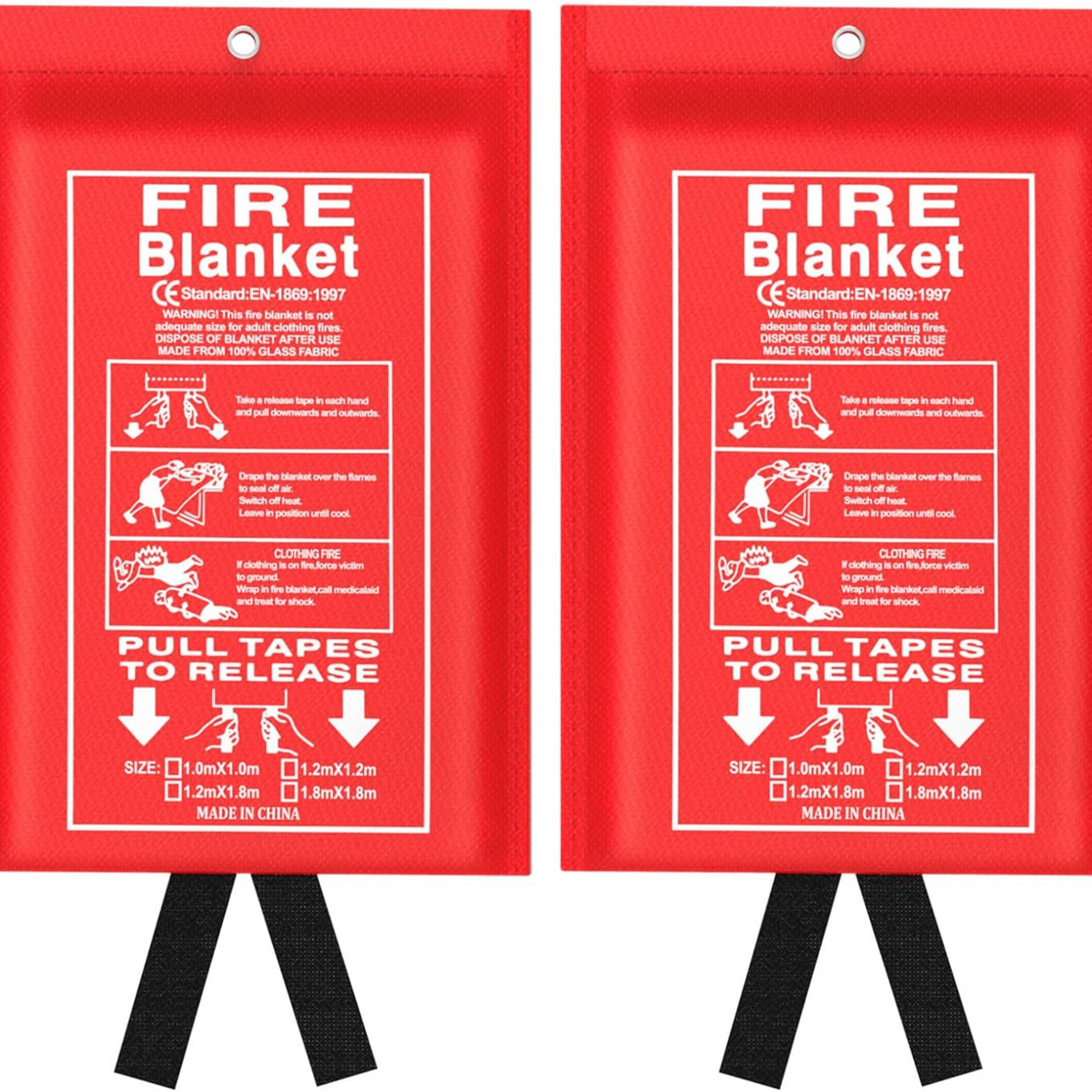 Emergency Fire Blanket for Kitchen and Home, 2 Pack 39.37” x 39.37” Fiberglass Fire Safety Blankets for Survival, Suppression Fire Retardant Blanket for People - Horizon Bliss