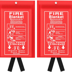 Emergency Fire Blanket for Kitchen and Home, 2 Pack 39.37” x 39.37” Fiberglass Fire Safety Blankets for Survival, Suppression Fire Retardant Blanket for People - Horizon Bliss