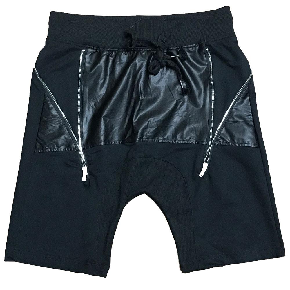 Leather Front Moto Shorts - Horizon Bliss