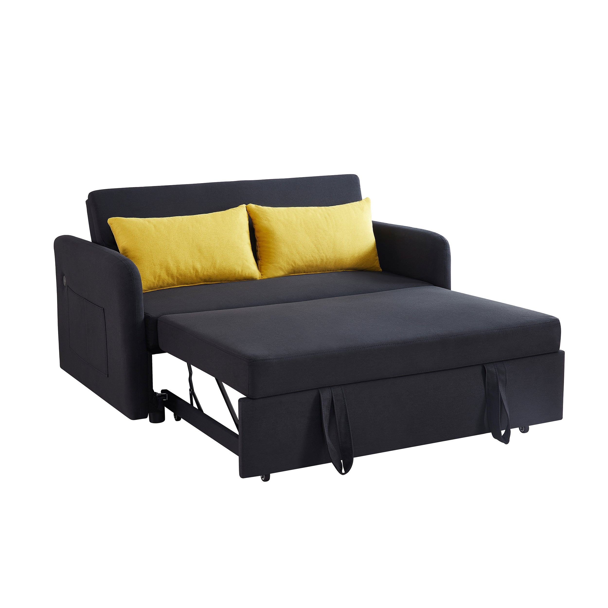 Twins Sofa Bed Black Fabric - Horizon Bliss