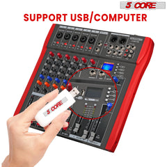 5Core Audio Mixer 6 Channel DJ Mixing Board Bluetooth USB Analog - Horizon Bliss