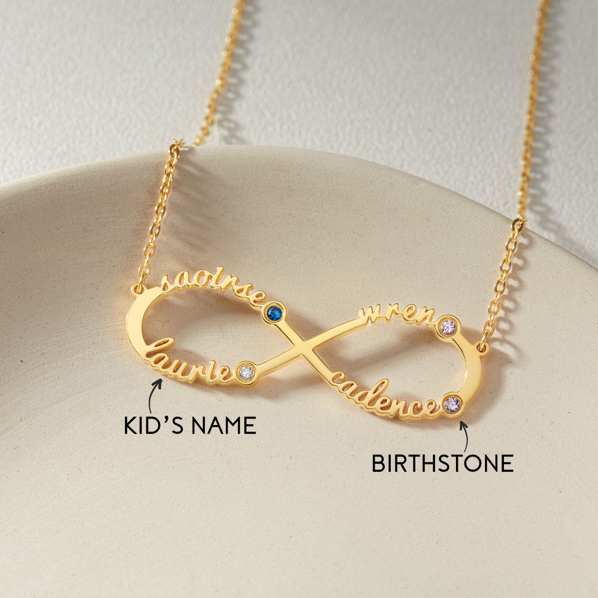 Personalized Infinity Necklace, Mother Necklace with Kids Names - Horizon Bliss