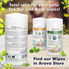 Arava Pet Eye Wipes for Dogs Cats Puppies & Kittens 100 Count