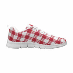 Sneakers For Men,   Buffalo Plaid Red And White - Running Shoes Dg863 - Horizon Bliss