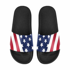 Mens Slide Sandals, Stars And Stripes Print - Horizon Bliss