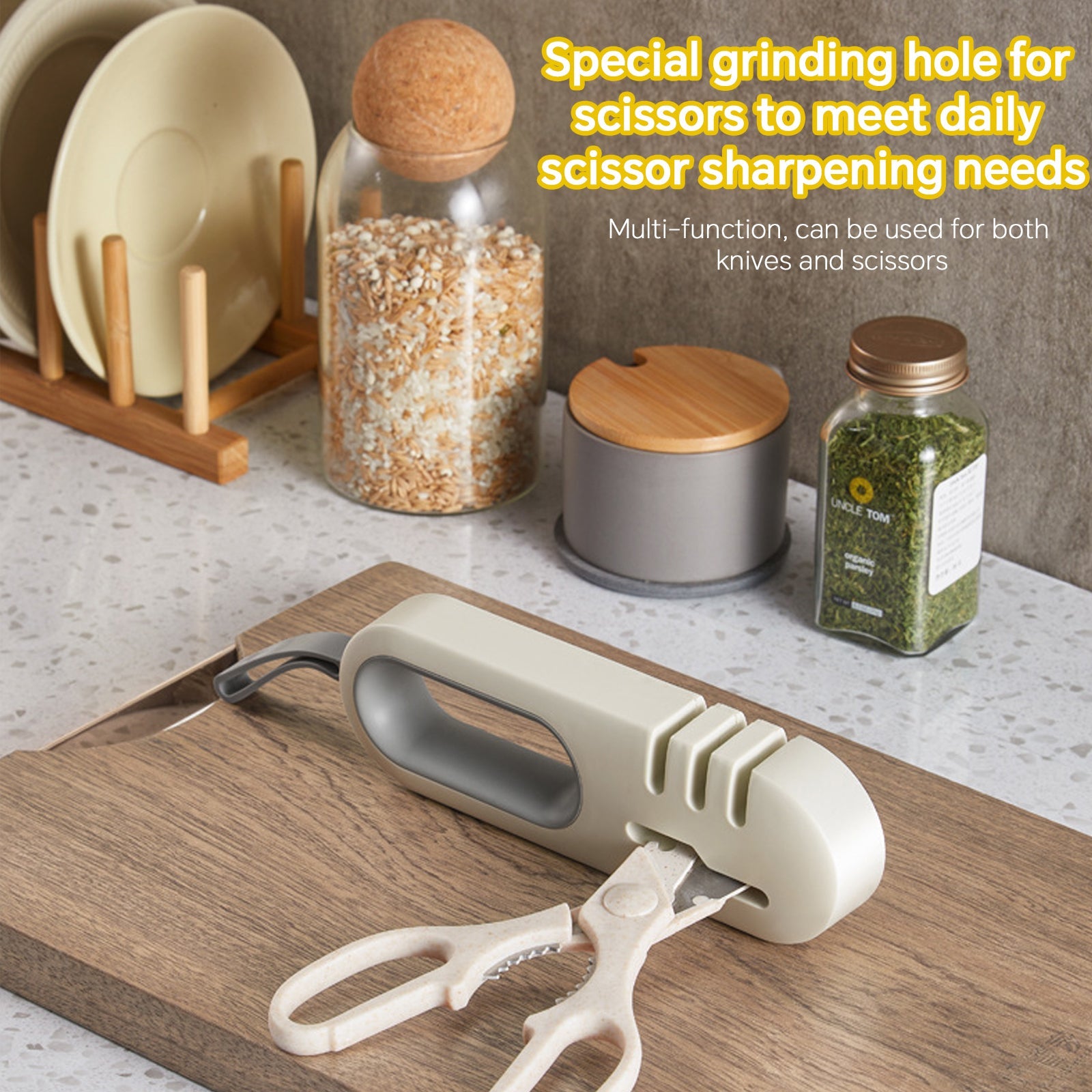 4 in 1 Kitchen Knife Sharpener Non-slip Multi-functional Knife &