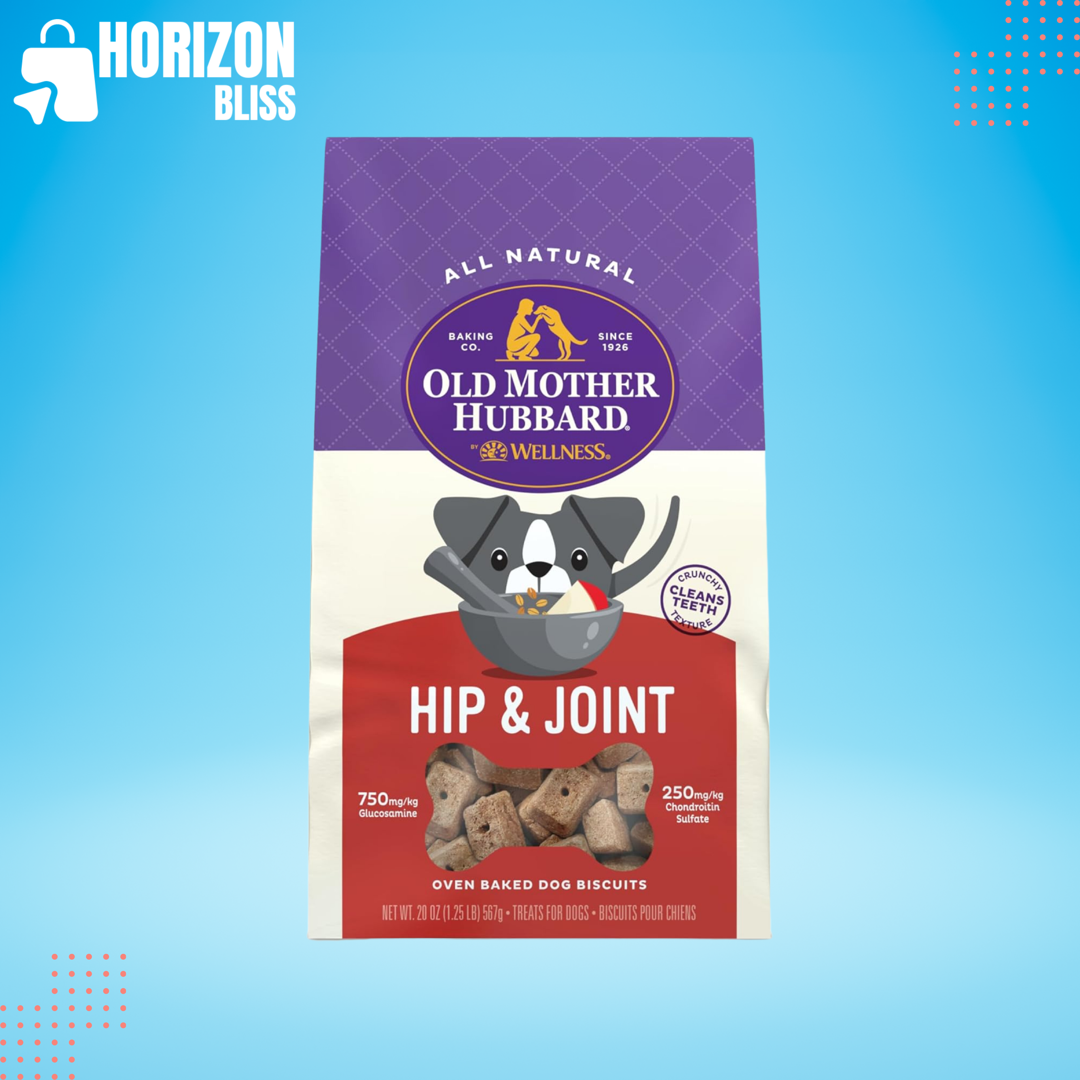 Wellness Mother's Solutions Hip & Joint Natural Dog Treats, Crunchy Oven-Baked Biscuits, Ideal for Training, 20 ounce bag - Horizon Bliss