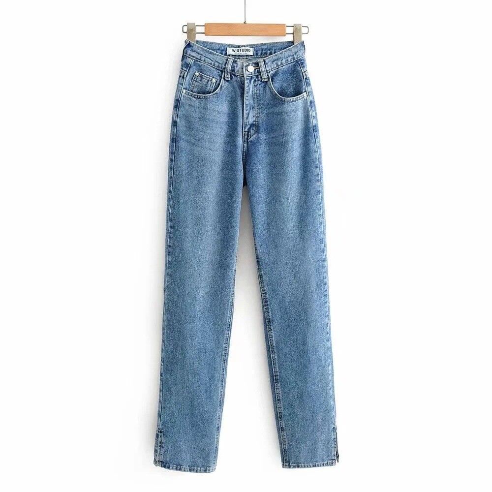 Autumn Vintage High Waist Straight Floor Length Jeans Ripped Jeans - Horizon Bliss