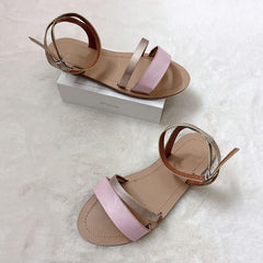 Women Sandals Flat Sanke Summer Casual Beach Gold Ankle Buckle Shoes - Horizon Bliss