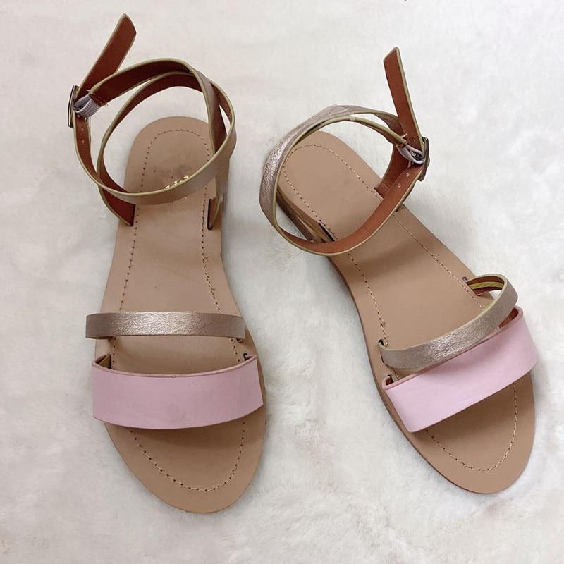 Women Sandals Flat Sanke Summer Casual Beach Gold Ankle Buckle Shoes - Horizon Bliss