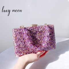 Jeweled Handbag 2022 New Stone Pattern Acrylic Evening Bag Crossbody