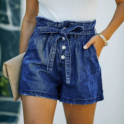 High-Waisted Denim Shorts - Horizon Bliss