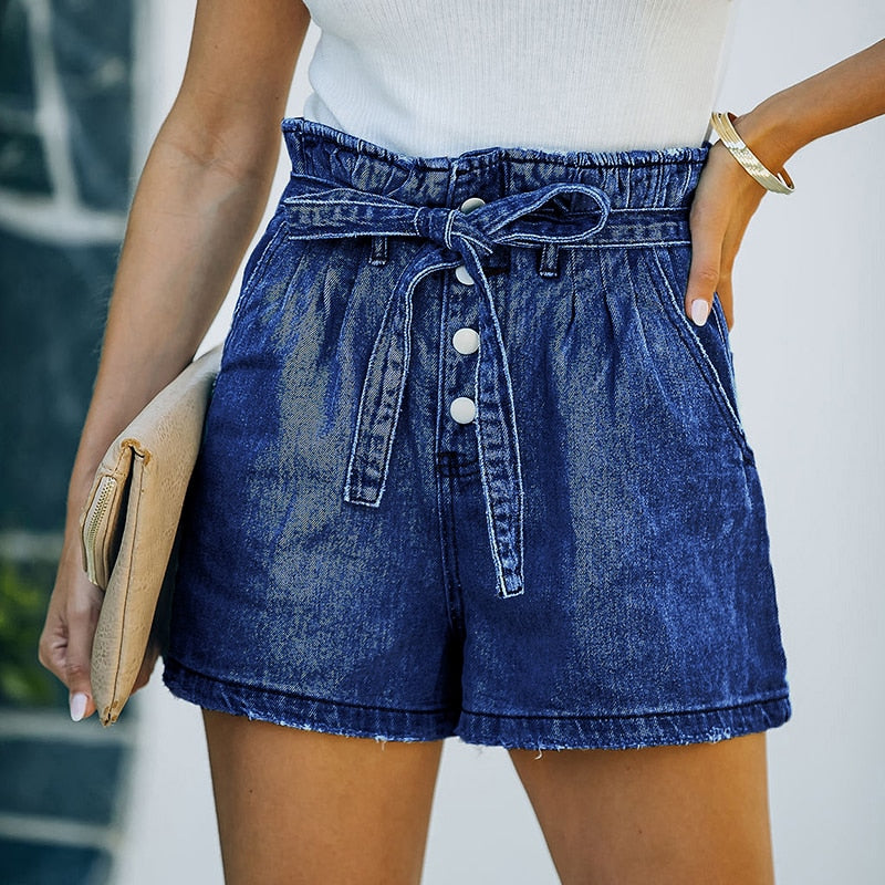 High-Waisted Denim Shorts - Horizon Bliss