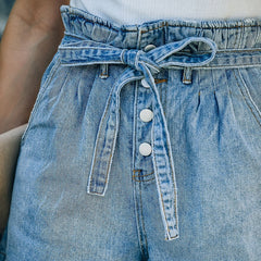 High-Waisted Denim Shorts - Horizon Bliss