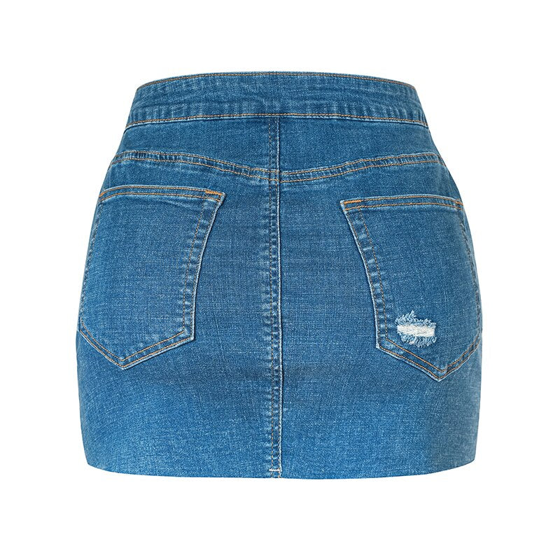 High Waist Elastic Denim Skirt A-Line - Horizon Bliss