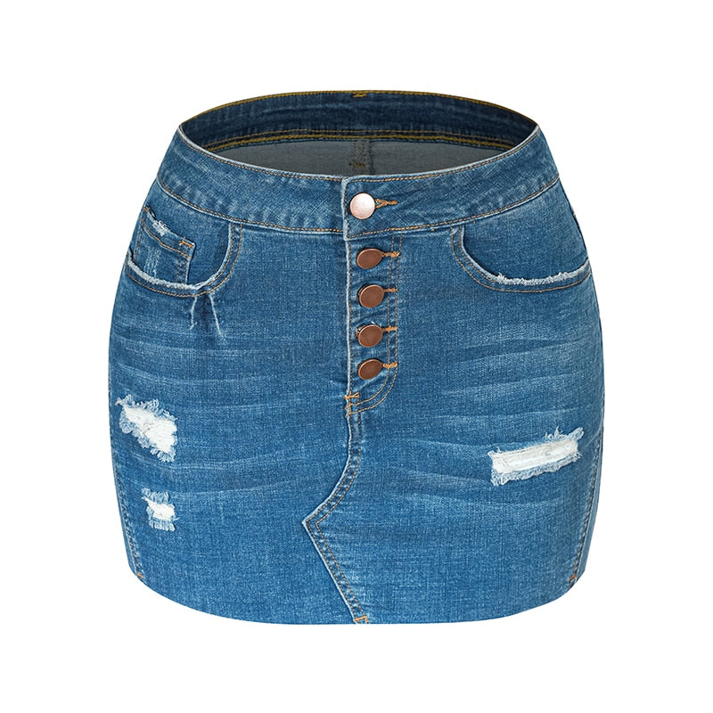 High Waist Elastic Denim Skirt A-Line - Horizon Bliss