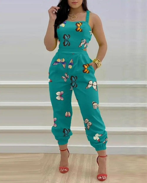 Printed Strapless Jumpsuit Strapping Loose Pants - Horizon Bliss