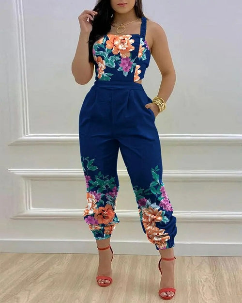 Printed Strapless Jumpsuit Strapping Loose Pants - Horizon Bliss